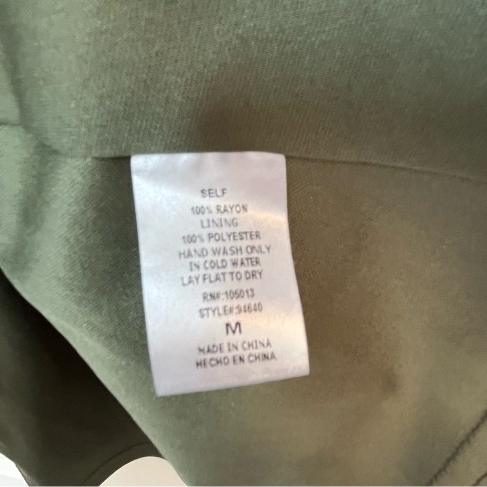 Savanna Jane Geometric Embroidered Patterned Olive Green Mini Dress Size Medium - Picture 7 of 10